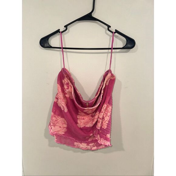 Free People Poppy Tube Top Pink Combo Floral Large - Picture 4 of 5